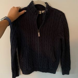 Cable knit full zip sweater (LLBean)